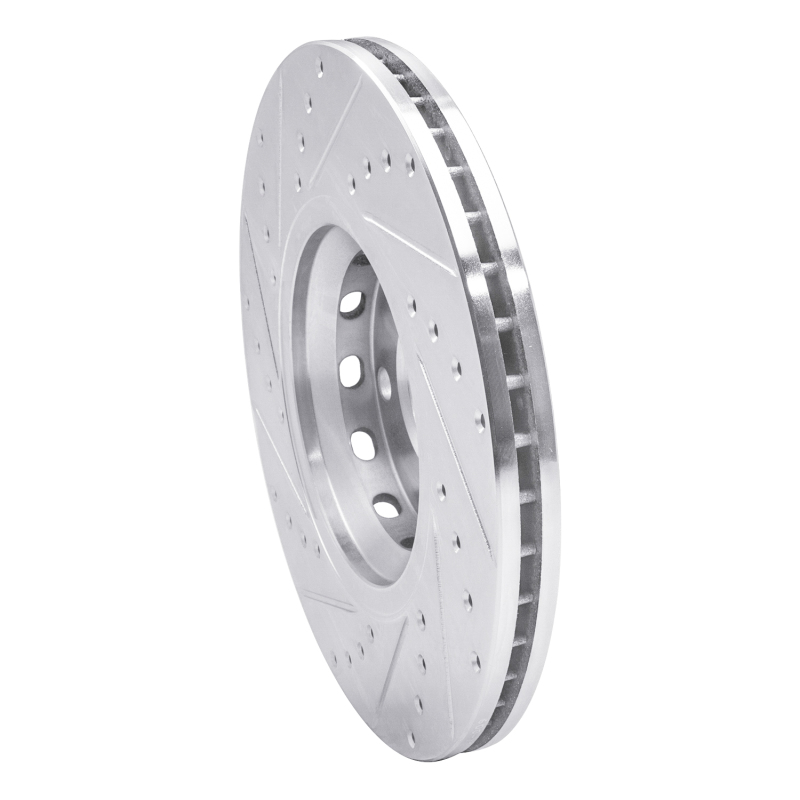 Audi A6 Quattro Brake Rotor (1) - Front Right - R1 Concepts - Drilled & Slotted - Silver - `97-`06